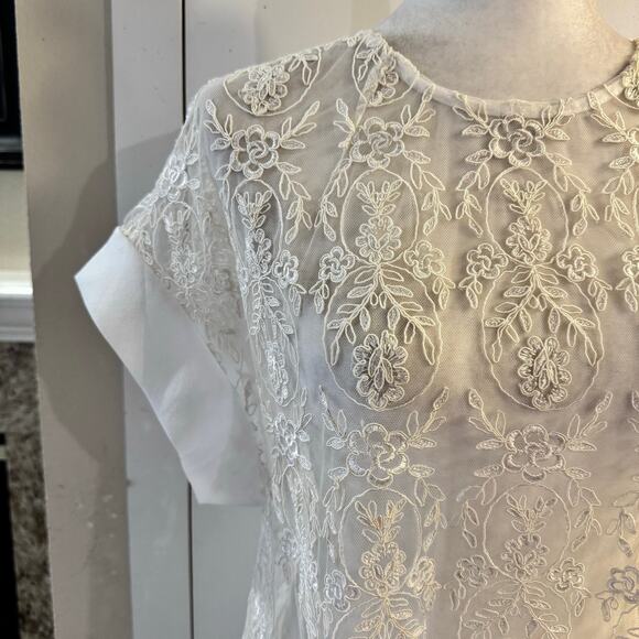 Anna Sammarone The Pastoral Series Sheer Lace Overlay Mini Dress Size Medium - Picture 6 of 12